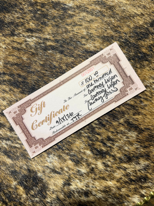 Physical Printed Gift Certificate