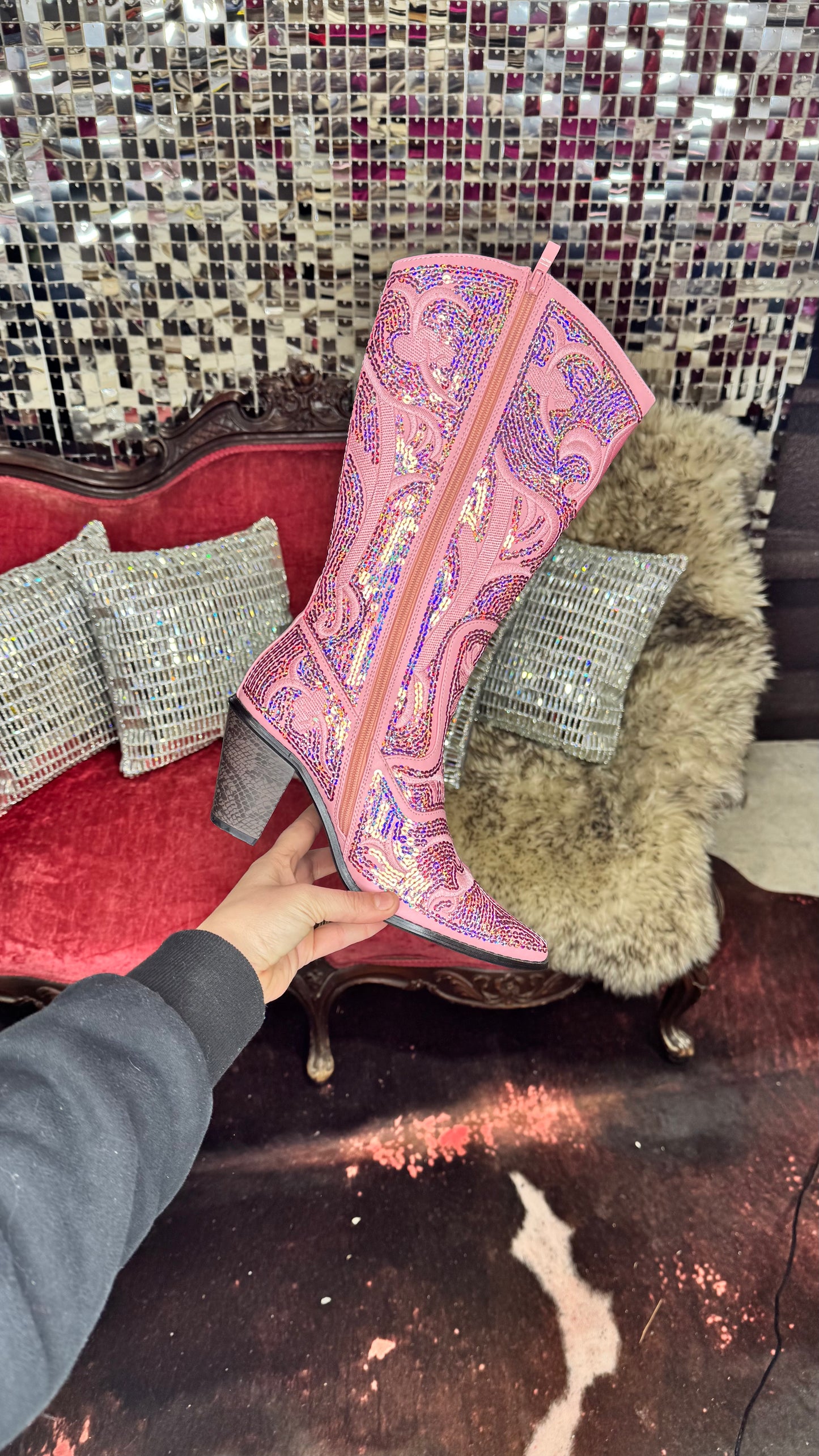 Bling Bling Baby Cowboy Boot- Baby Pink