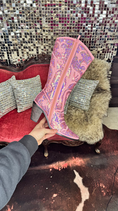 Bling Bling Baby Cowboy Boot- Baby Pink