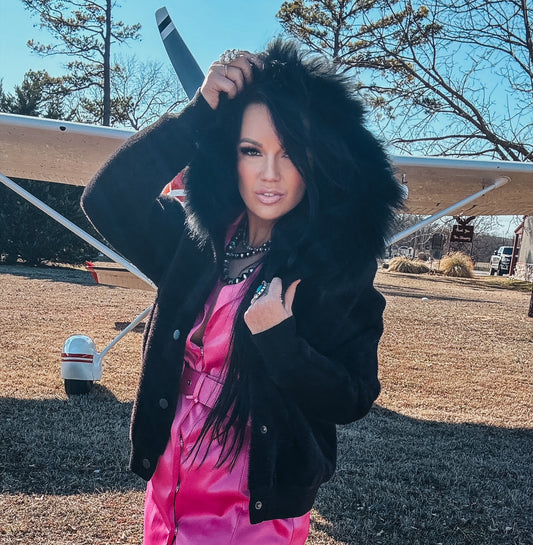 The Kali Fur Hooded Wool Jacket