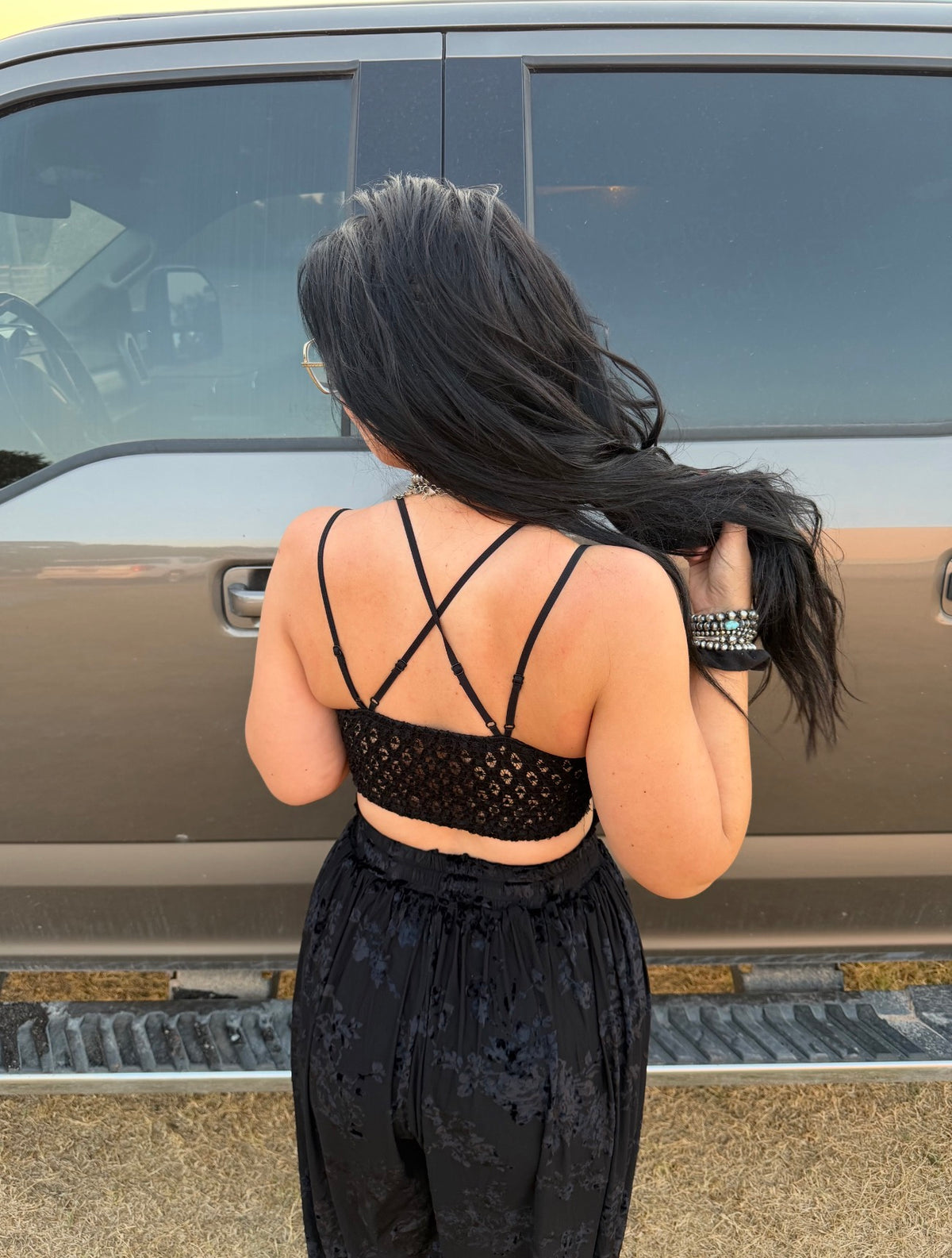The Addie Lace Cami Bralette: BLACK