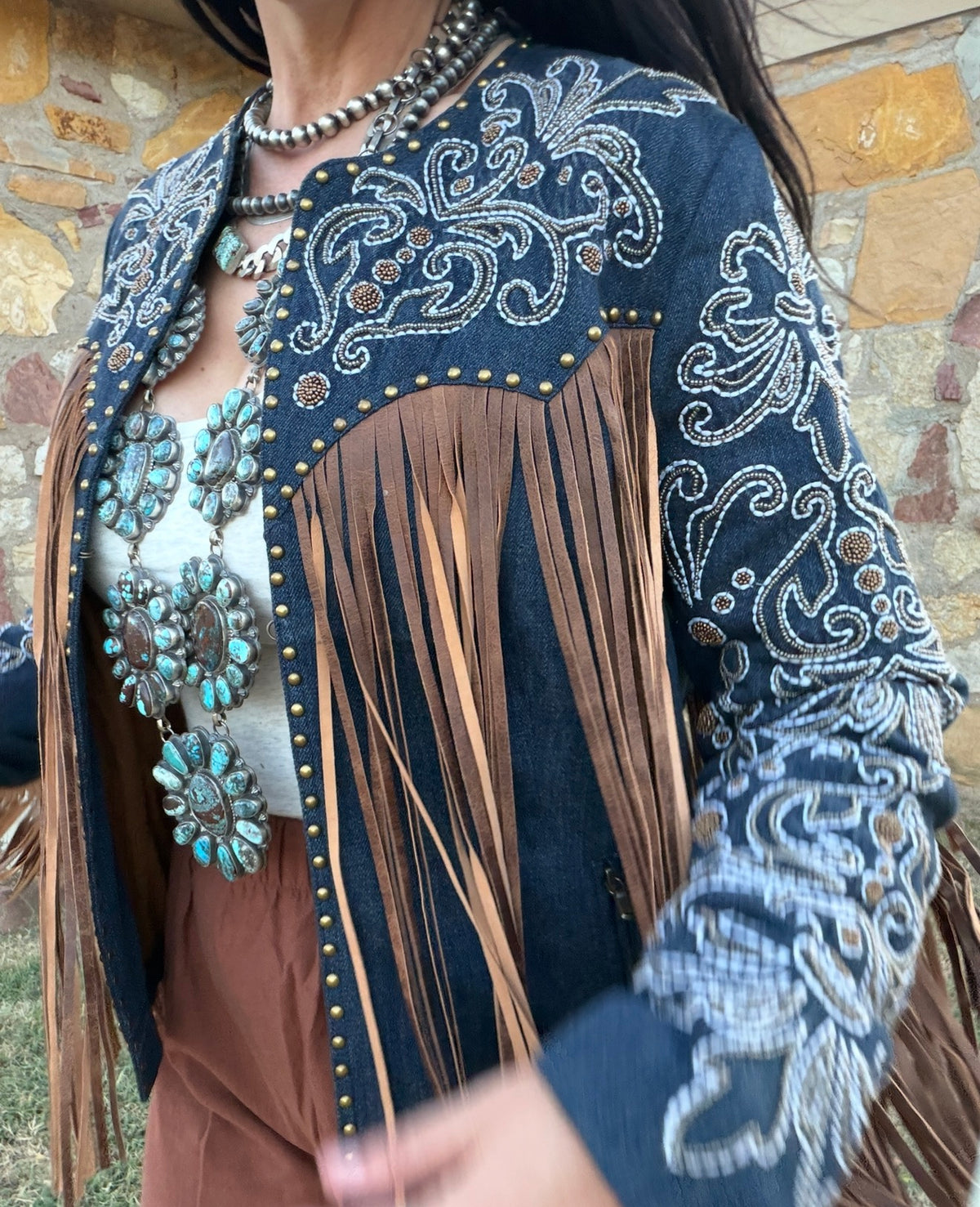 Reba Beaded Denim Jacket by Scully