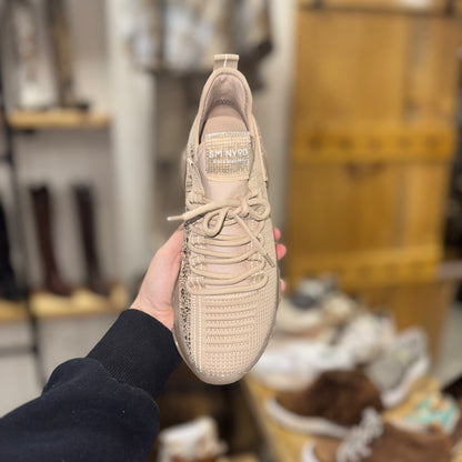 The Maxima Blush Rhinestone Sneaker by Steve Madden (fit 6-6.5, 7-7.5)