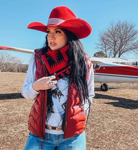 The Sasha Red Leather Vest by Scully (Size L & 2XL)