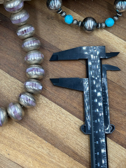 Pink Shell Inlayed Sterling Silver Pearls by Federico Jimenez