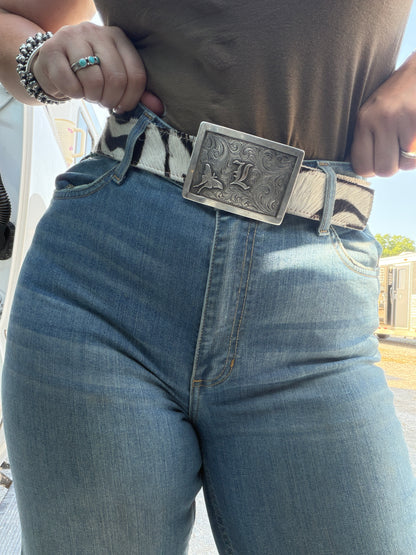 Zebra Hair on Hide Belt
