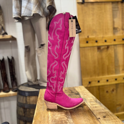 The Tootie Fruity Tall Liberty Black Womens Allyssa Nobuck Grease Fuchsia Boots