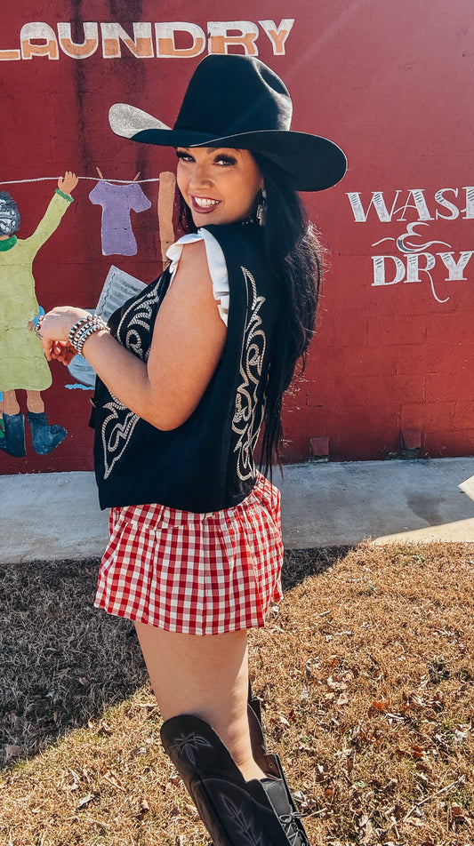 The Bobbie Black Boot Stitch Vest