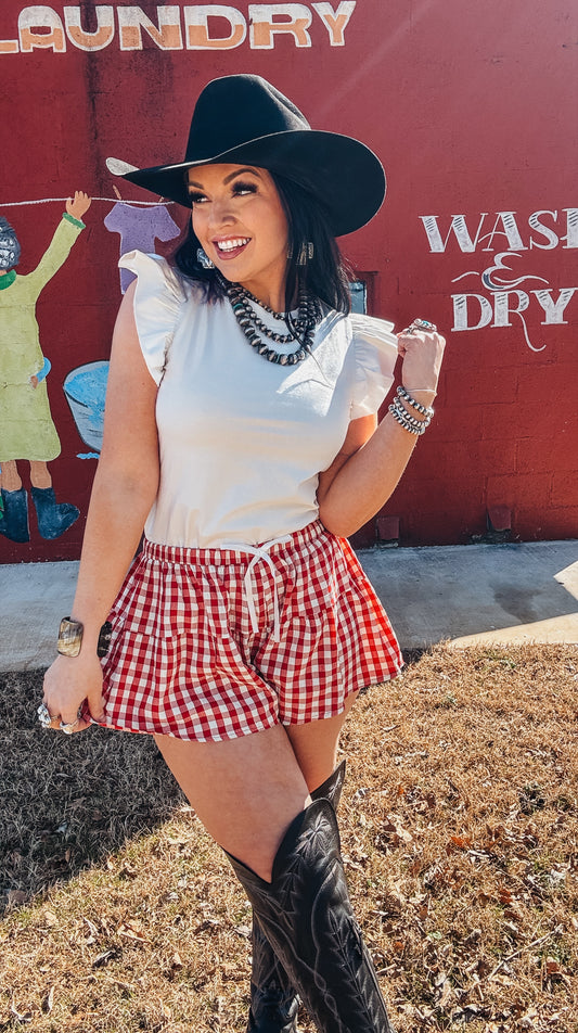 The Emma Kate Gingham Red & White Shorts