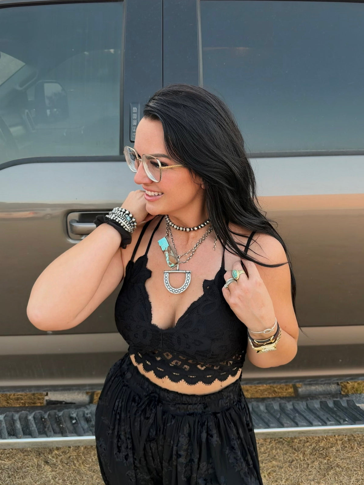 The Addie Lace Cami Bralette: BLACK