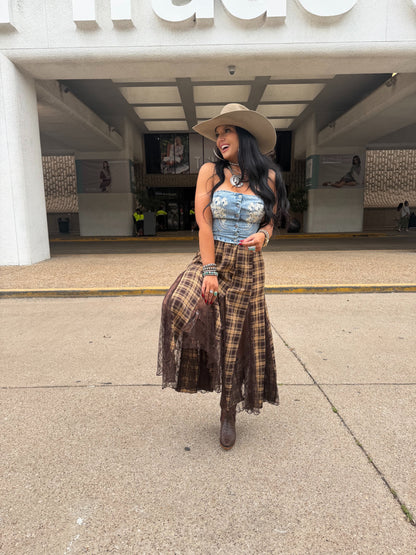 The Iris Maxi Skirt: Brown