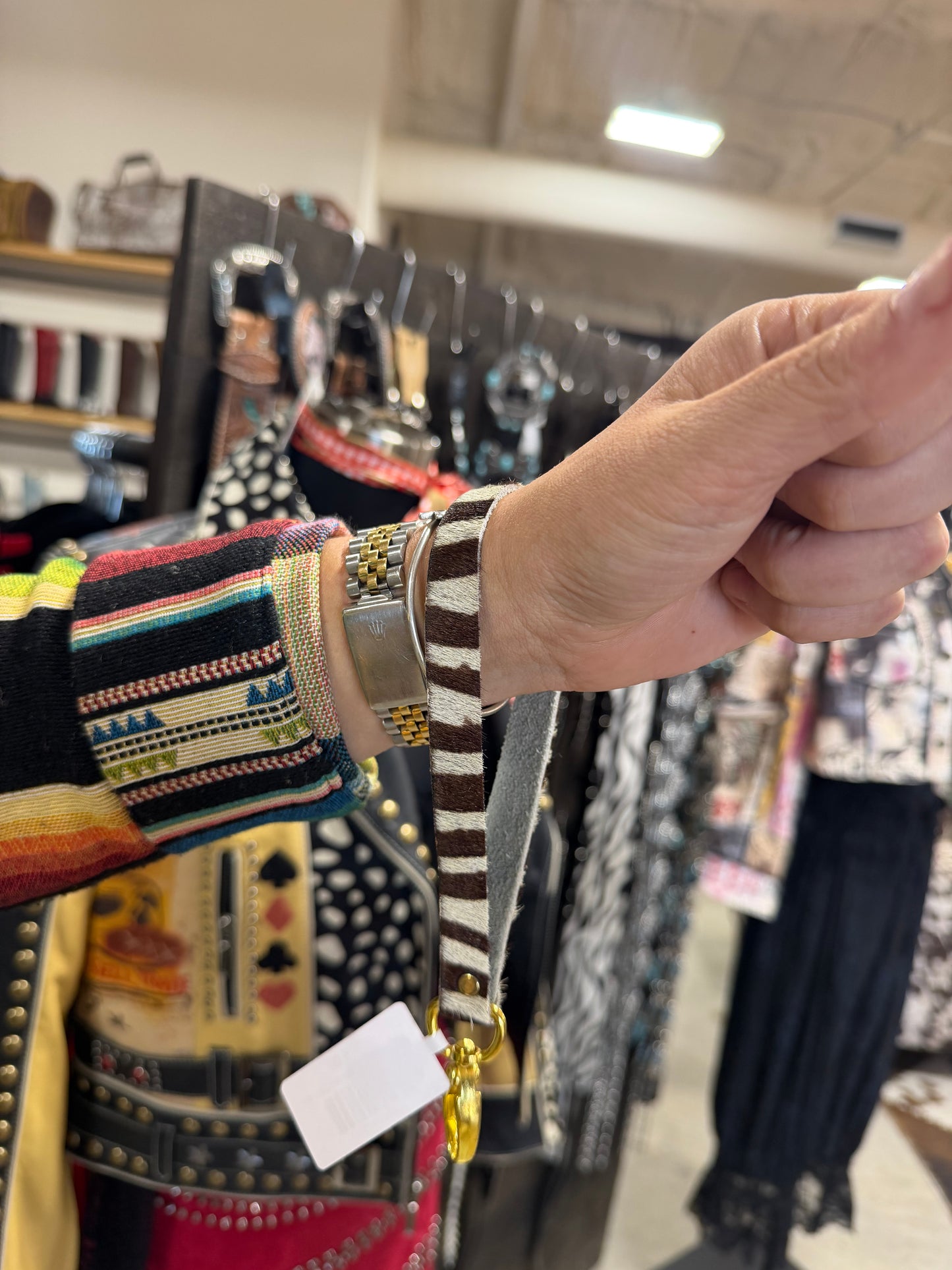 Cowhide- Zebra Fur Wristlet