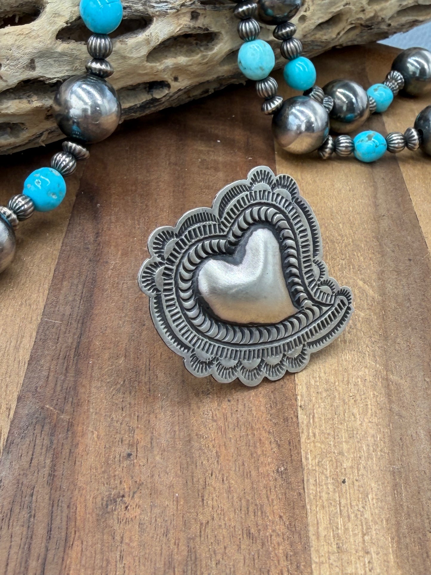 Heart Ring #831-2 Size Adjustable by Leander Tahe, Navajo