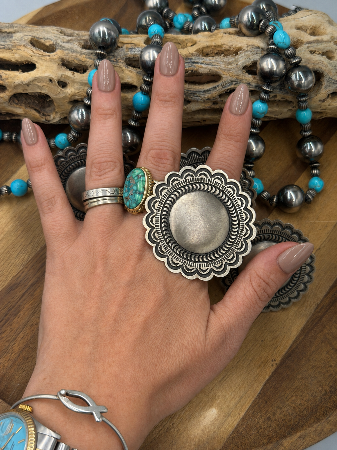 Circle Ring #831-5 Size Adjustable by Leander Tahe, Navajo