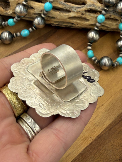Cross Ring #831-6 Size Adjustable by Leander Tahe, Navajo