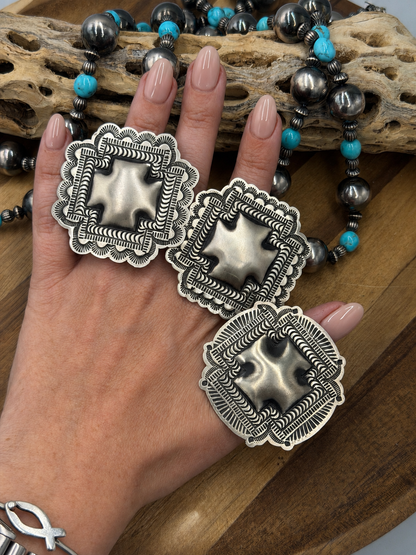 Cross Ring #831-6 Size Adjustable by Leander Tahe, Navajo