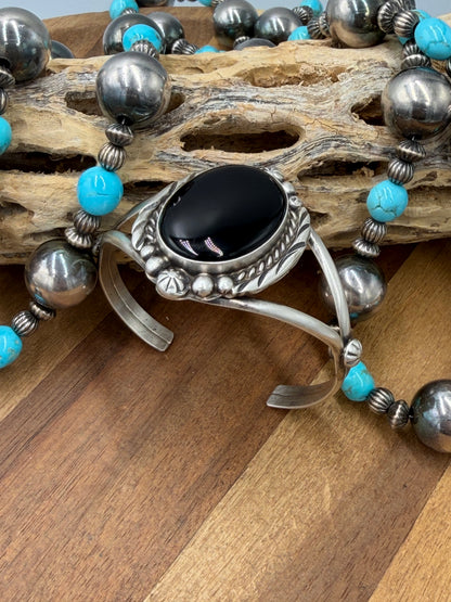 Black Onyx Cuff #831-7 by Augustine Largo, Navajo