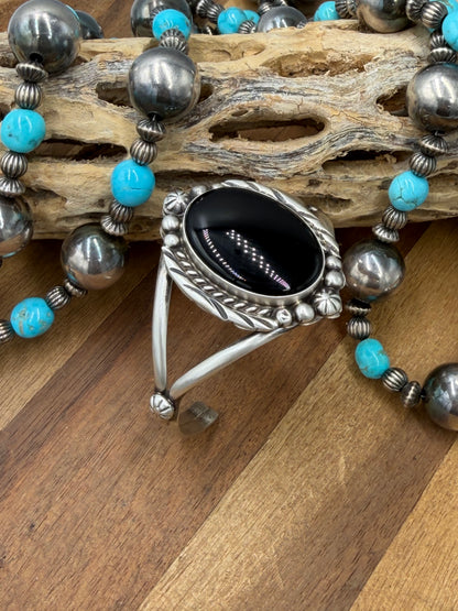 Black Onyx Cuff #831-7 by Augustine Largo, Navajo