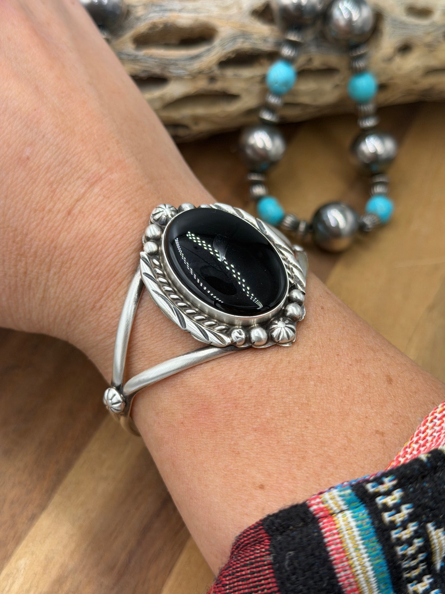 Black Onyx Cuff #831-7 by Augustine Largo, Navajo