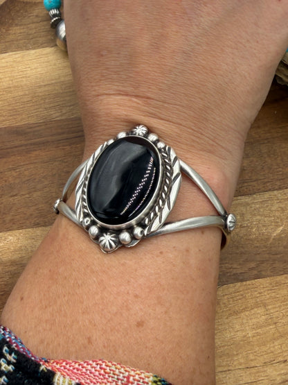 Black Onyx Cuff #831-7 by Augustine Largo, Navajo