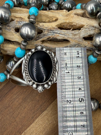 Black Onyx Cuff #831-7 by Augustine Largo, Navajo