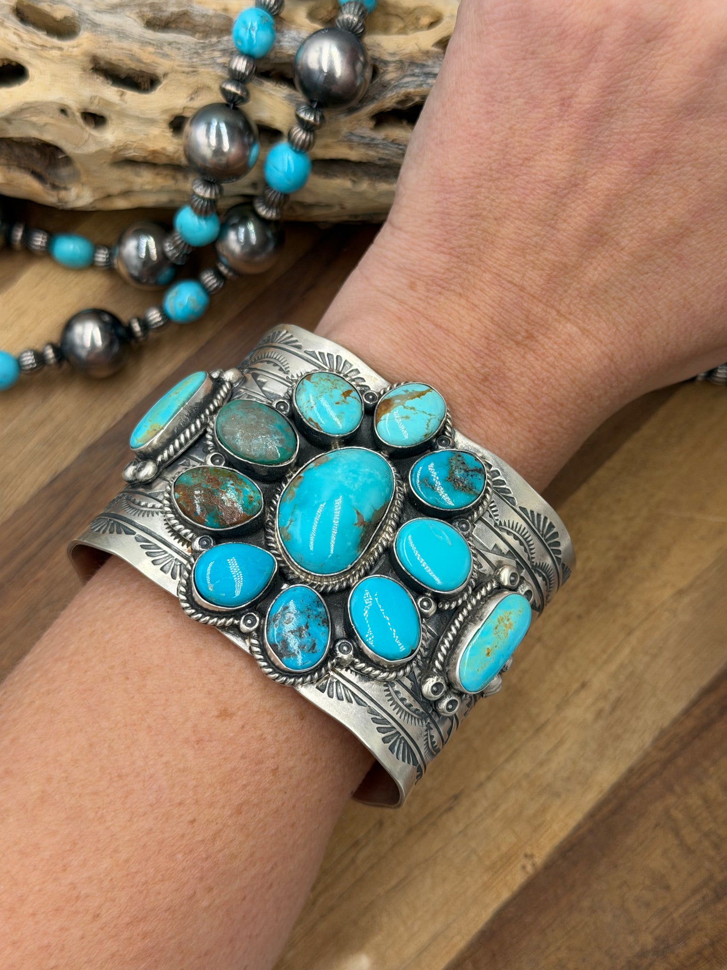 Kingman Turquoise #92-15 Cuff by Rick Enriquez, Navajo