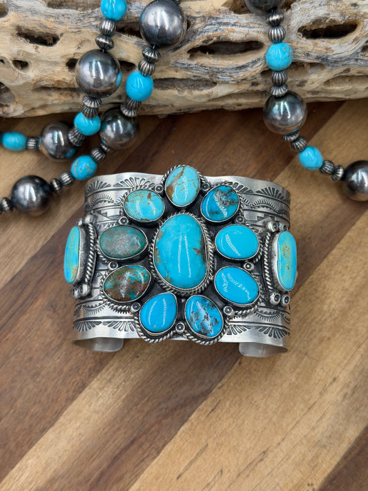 Kingman Turquoise #92-15 Cuff by Rick Enriquez, Navajo