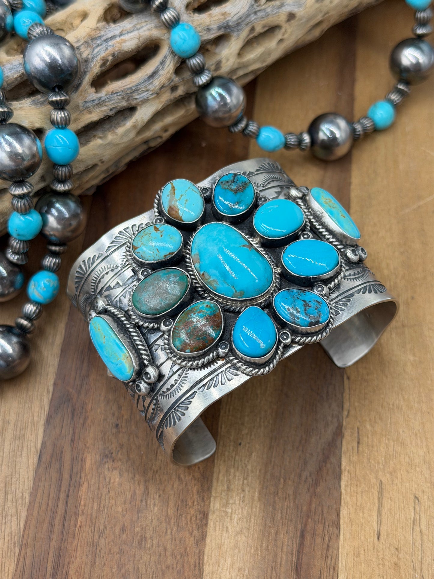 Kingman Turquoise #92-15 Cuff by Rick Enriquez, Navajo