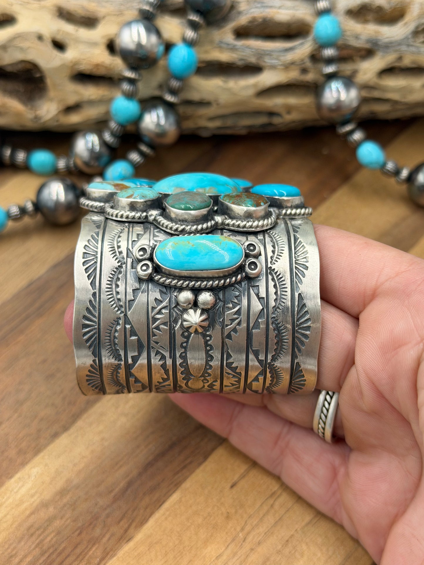 Kingman Turquoise #92-15 Cuff by Rick Enriquez, Navajo