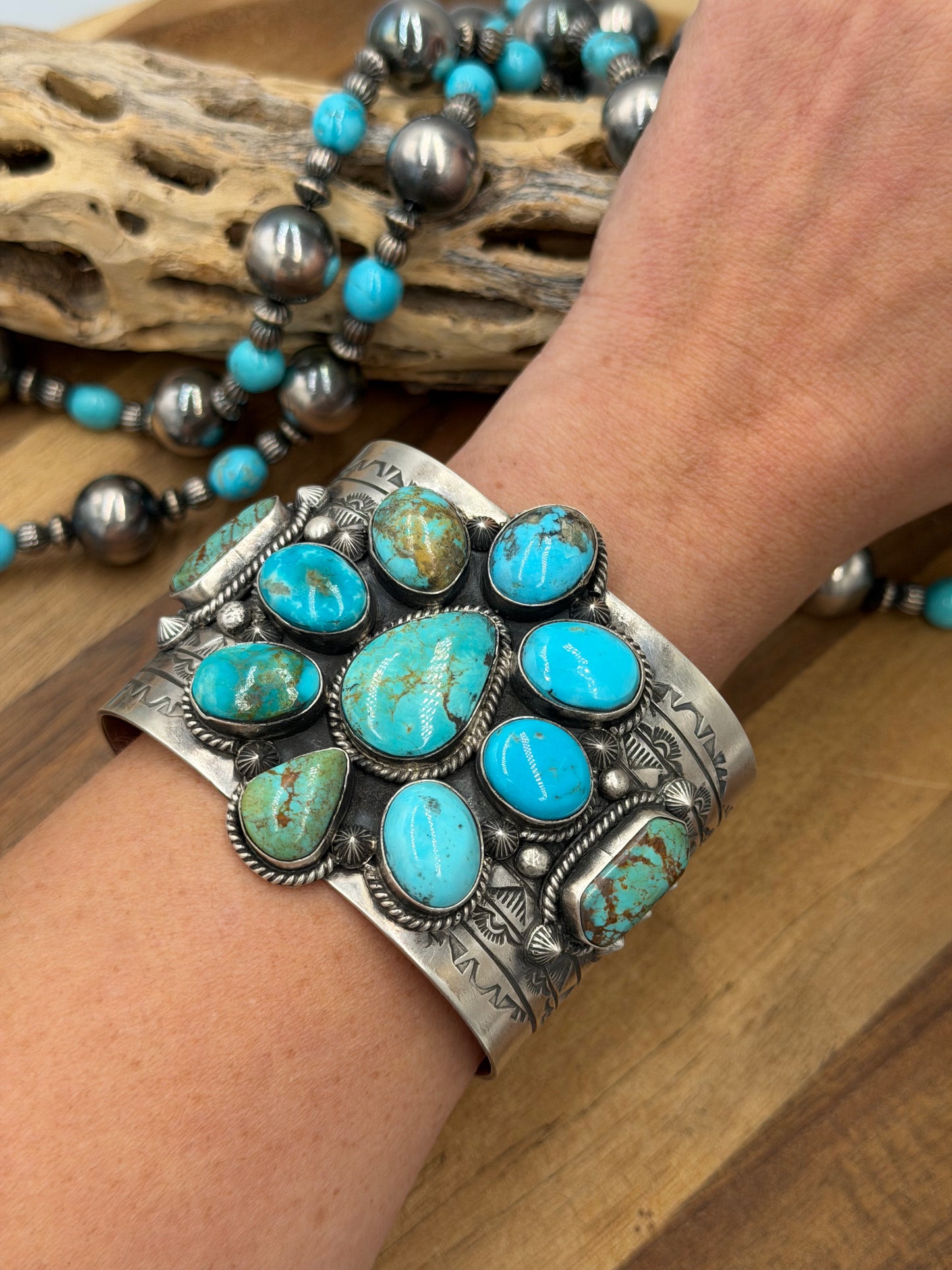 Kingman Turquoise #92-16 Cuff by Rick Enriquez X Donovan Skeet, Navajo