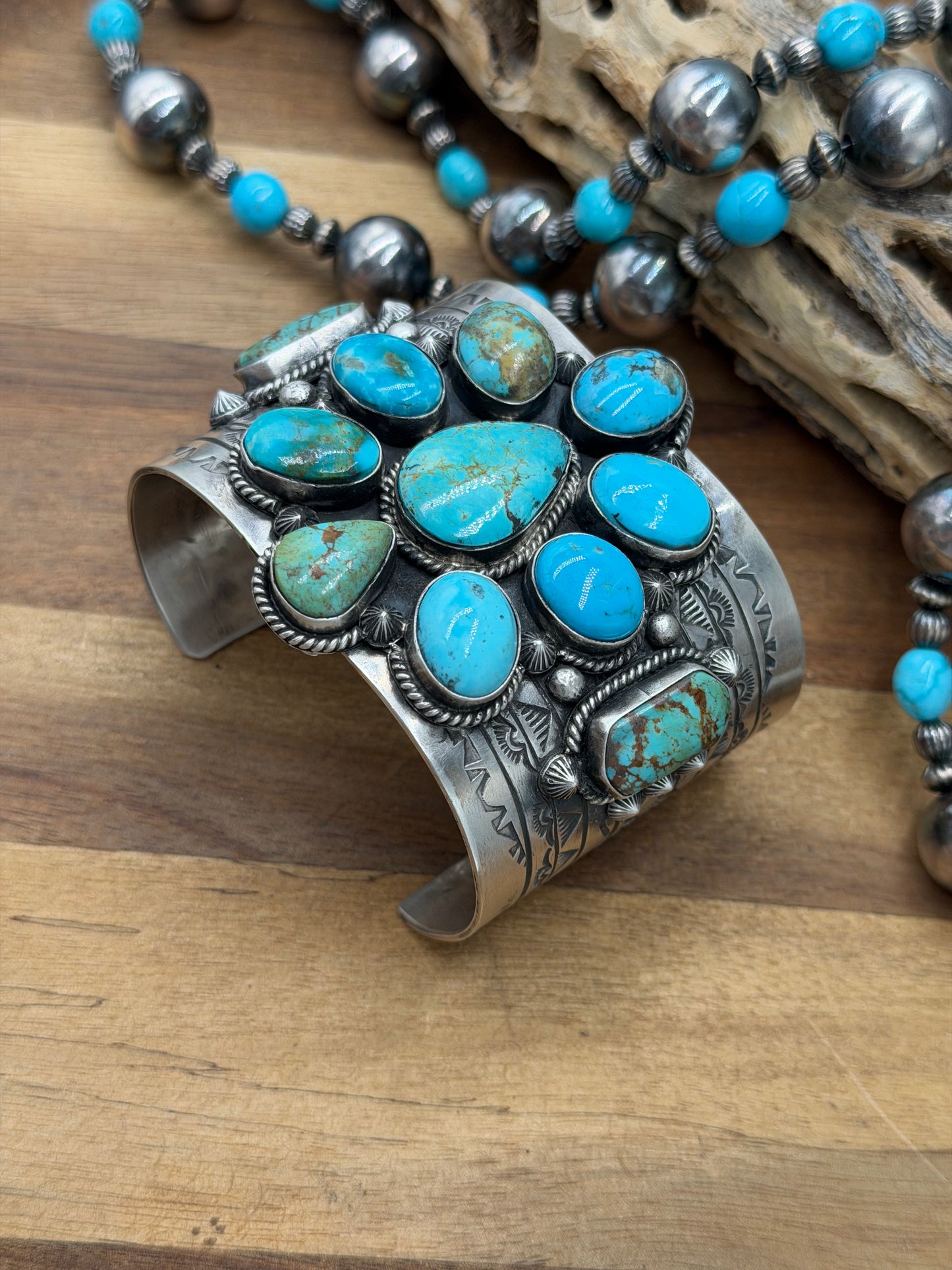 Kingman Turquoise #92-16 Cuff by Rick Enriquez X Donovan Skeet, Navajo