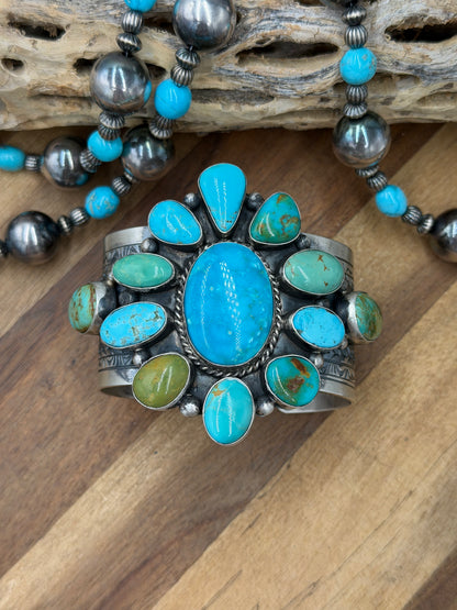 Kingman Turquoise #92-17 Cuff by Rick Enriquez, Navajo