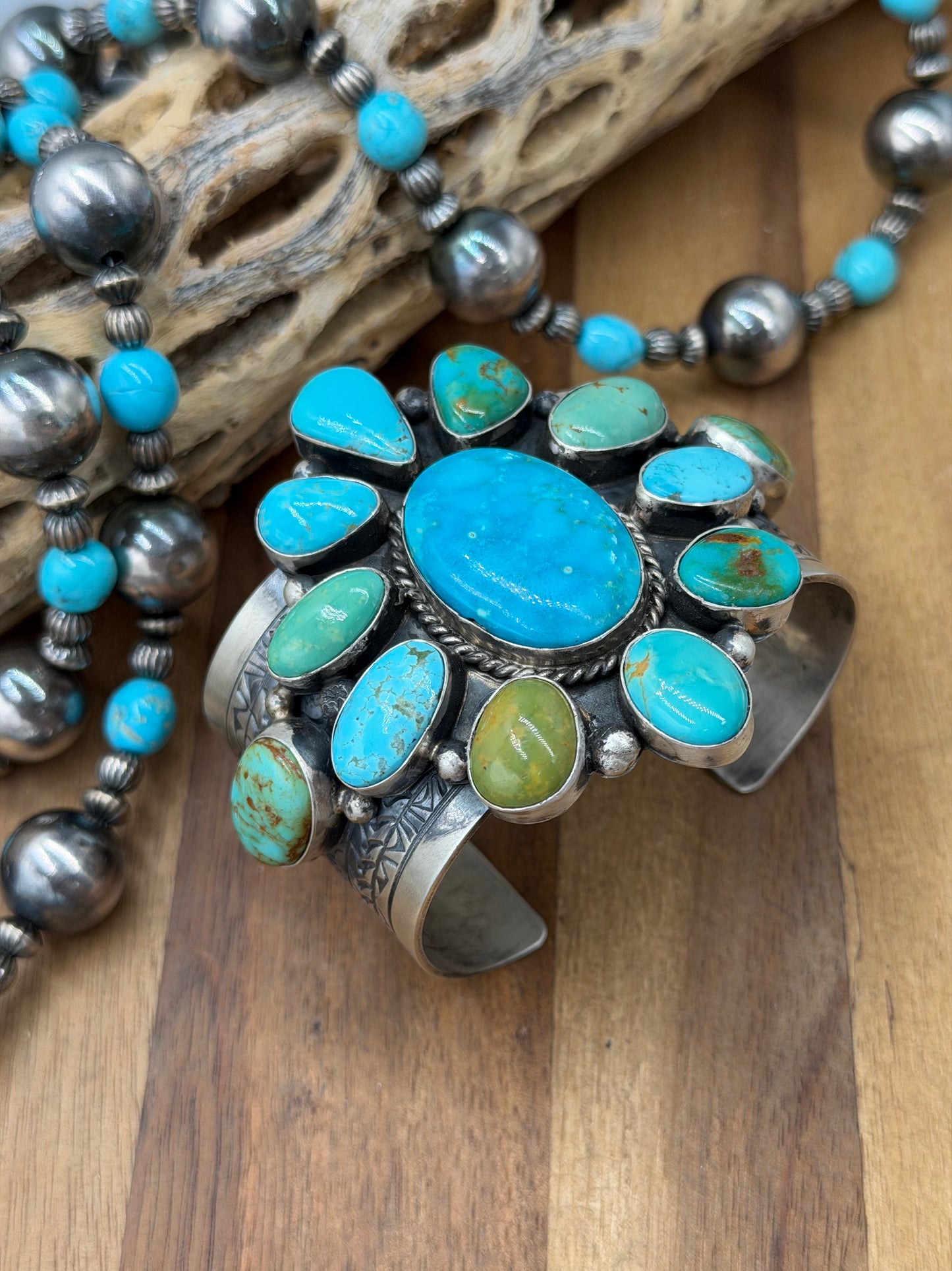 Kingman Turquoise #92-17 Cuff by Rick Enriquez, Navajo