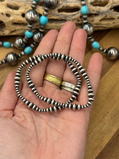 3-6mm #92-18 Rondelle Sterling Silver Pearl Stretchy Bracelet