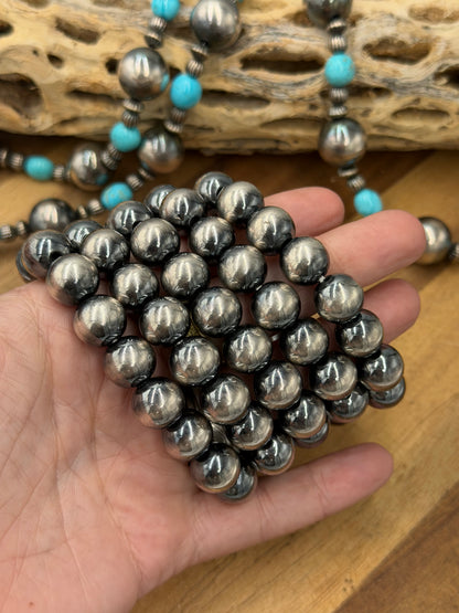 12mm #92-20 Sterling Silver Pearl Stretchy Bracelet