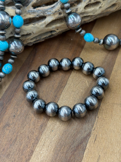 12mm #92-20 Sterling Silver Pearl Stretchy Bracelet