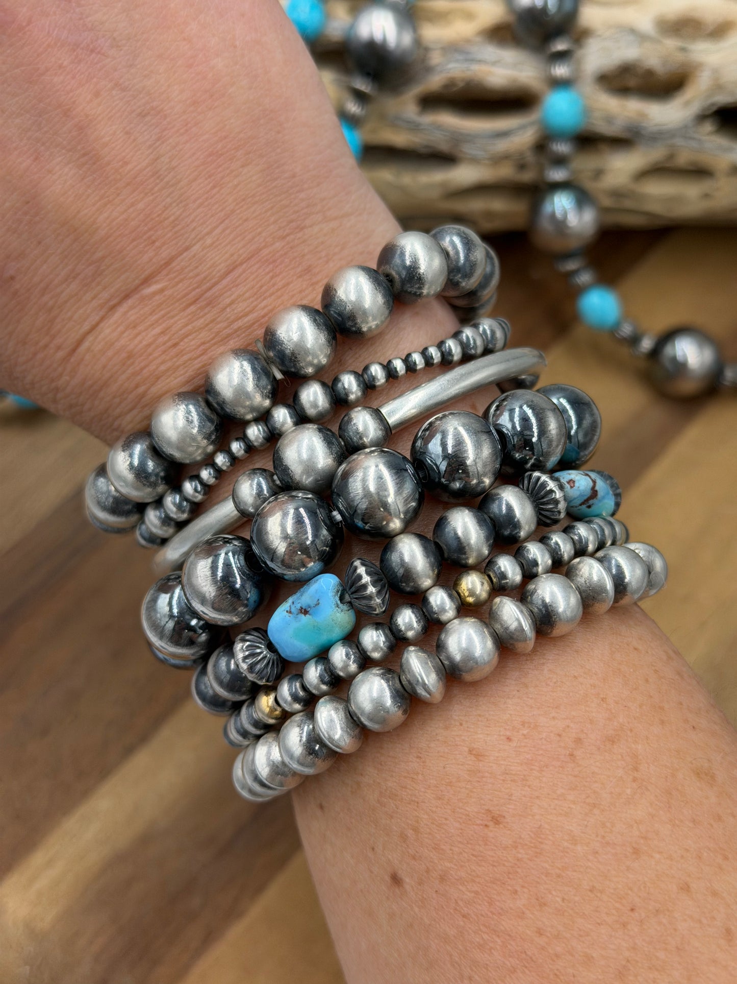 12mm #92-20 Sterling Silver Pearl Stretchy Bracelet