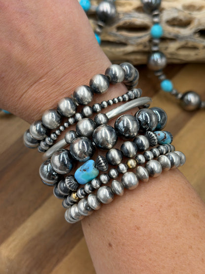 12mm #92-20 Sterling Silver Pearl Stretchy Bracelet