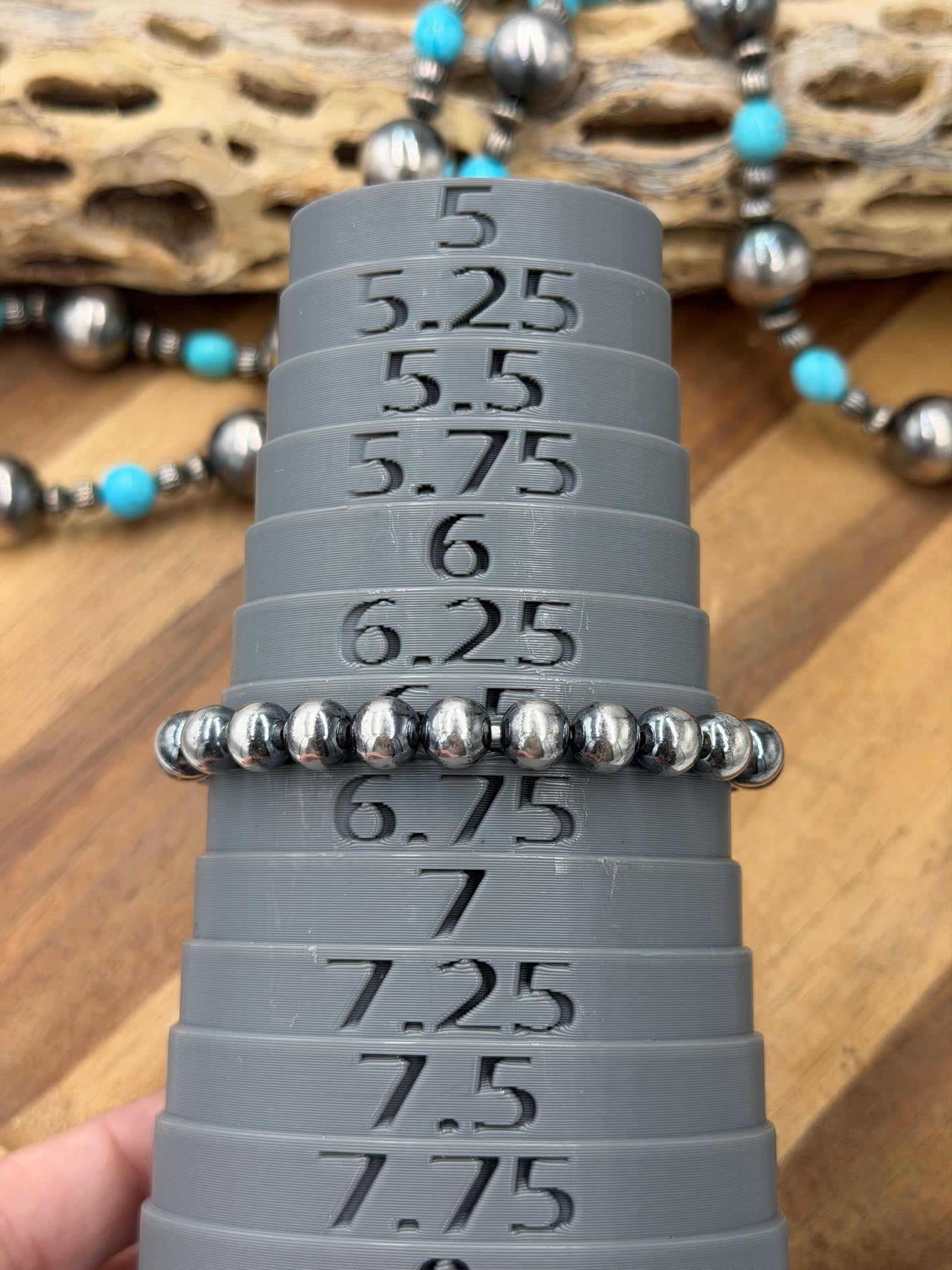 8mm #92-20 Sterling Silver Pearl Stretchy Bracelet