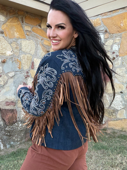 Reba Beaded Denim Jacket by Scully