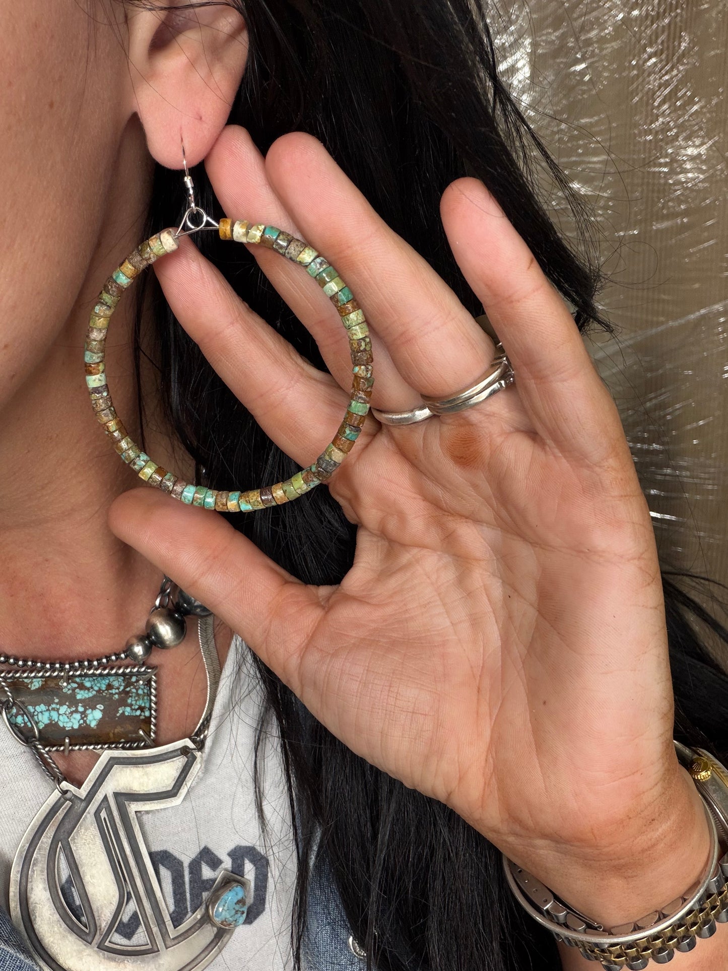 Turquoise Hoops #811-3