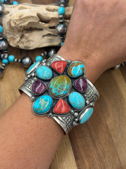 Multi Stone Cuff #2 by Rick Enriquez X Donovan Skeet, Navajo #811-9