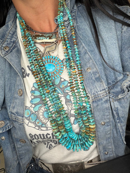 35” Best Seller Turquoise Graduated Rondelle Necklace