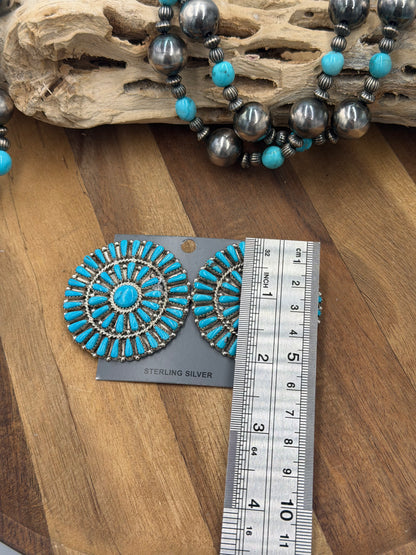 Turquoise Cluster Earrings #811-11 by Davina Benally, Navajo