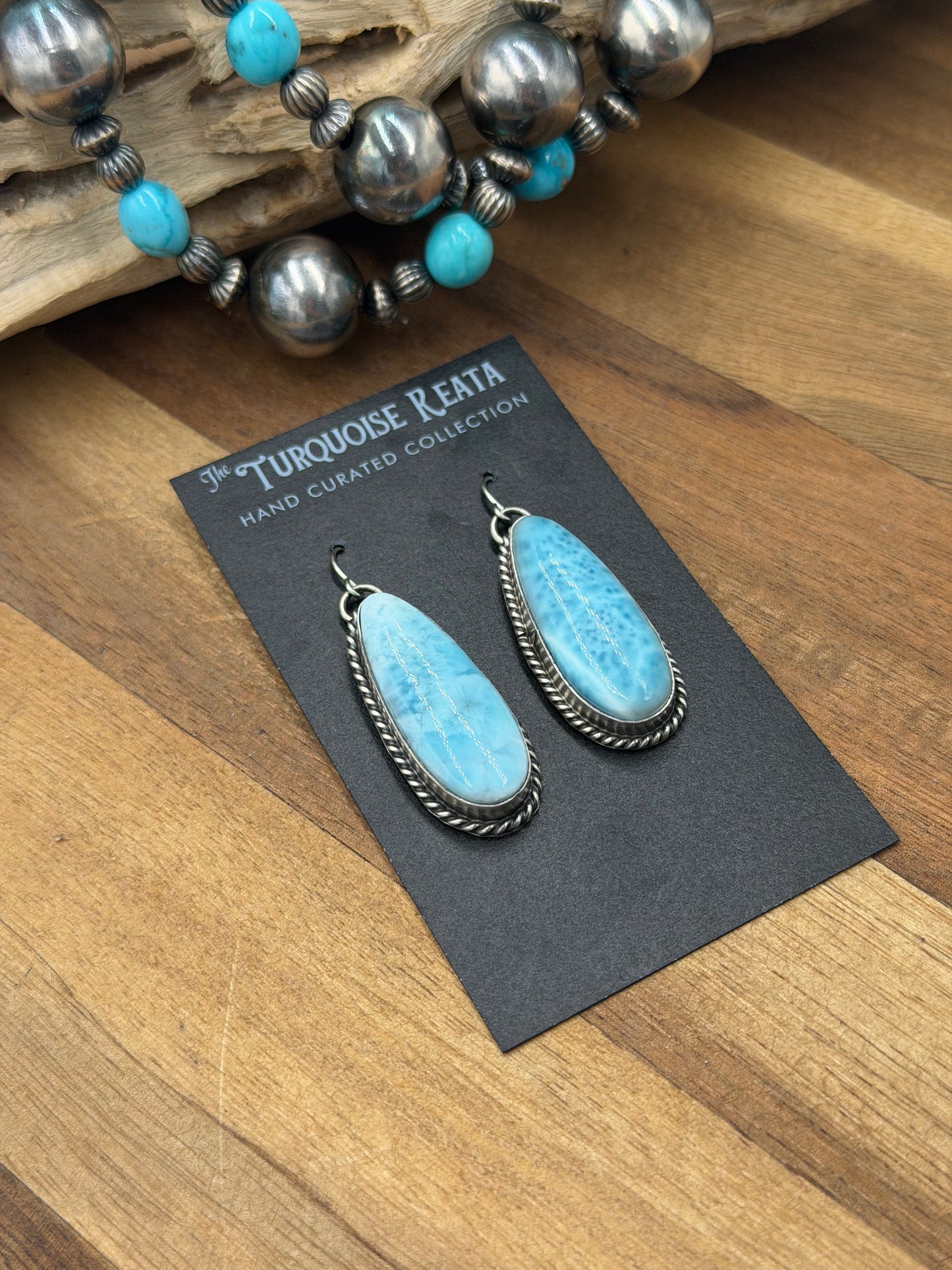 Larimar Earrings #811-15 by Chassity Belone, Navajo