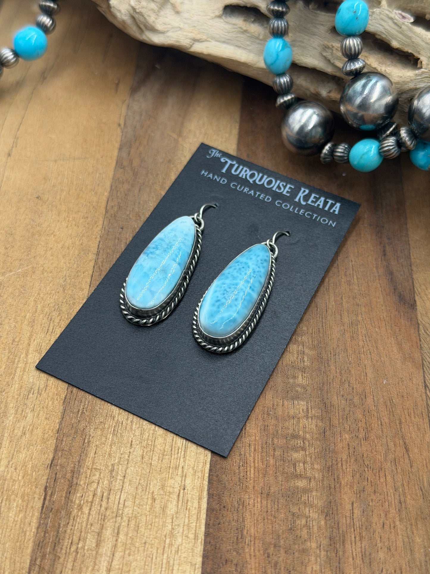 Larimar Earrings #811-15 by Chassity Belone, Navajo