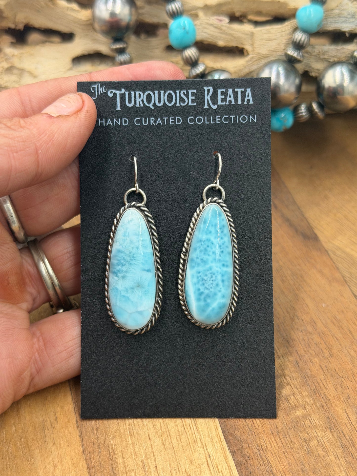 Larimar Earrings #811-15 by Chassity Belone, Navajo