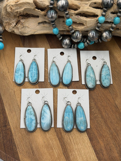 Larimar Earrings #811-15 by Chassity Belone, Navajo