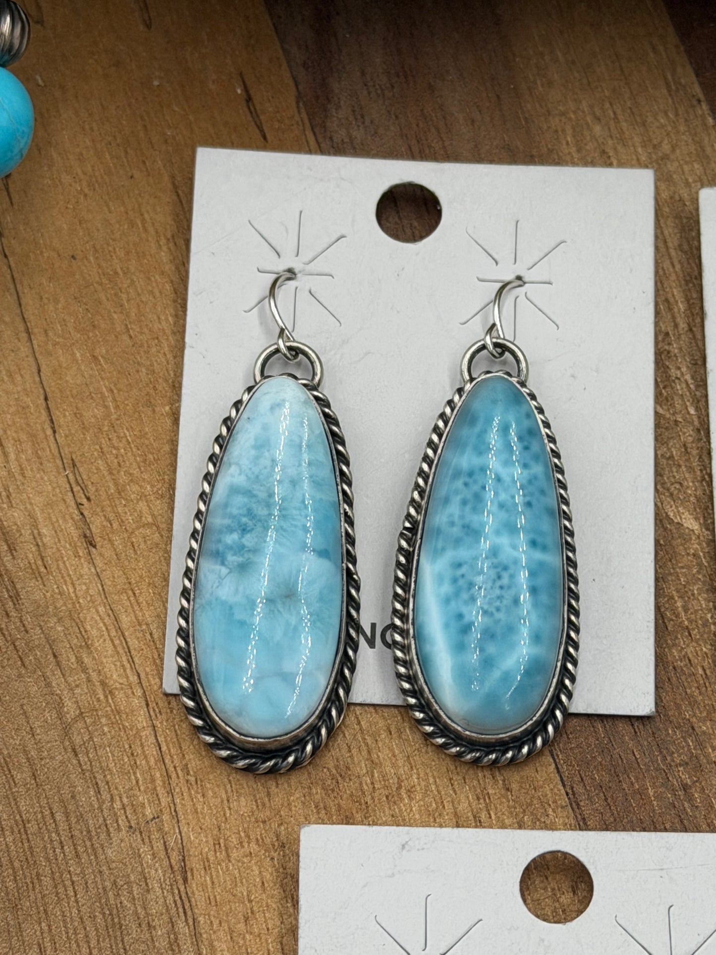 Larimar Earrings #811-15 by Chassity Belone, Navajo