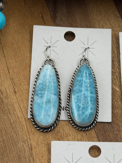 Larimar Earrings #811-15 by Chassity Belone, Navajo